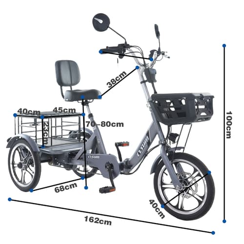 E-Bike Cargo Compact 16’’ – 48V 400W – Charge lourde 200kg – Autonomie 40km