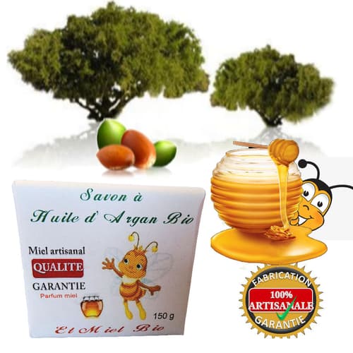 Savon Artisanal à l’Huile d’Argan Bio & Miel – Hydratation & Douceur Naturelle