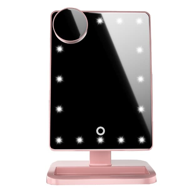 Miroir de Maquillage Tactile avec 20 Lumières LED, Haut-Parleur Bluetooth, et Miroir Grossissant 10X - image 4