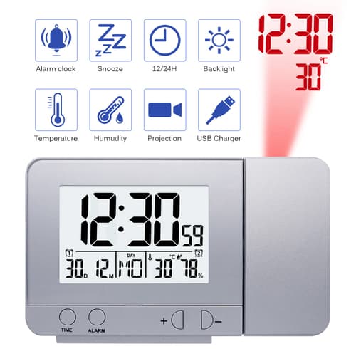 LED Display Projector Clock with Backlight Rotate